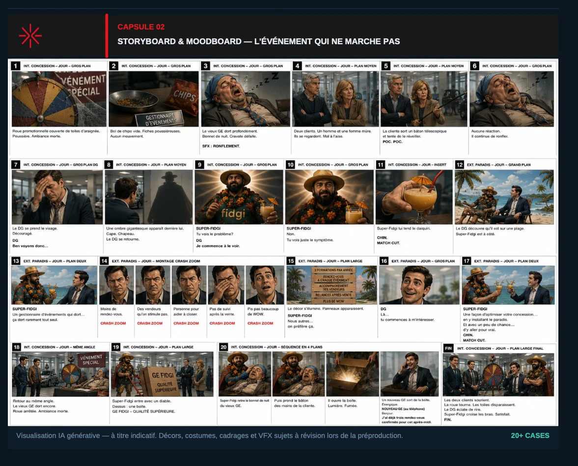 Storyboard and moodboard for the «The Event That Doesn't Work» capsule for Fidgi